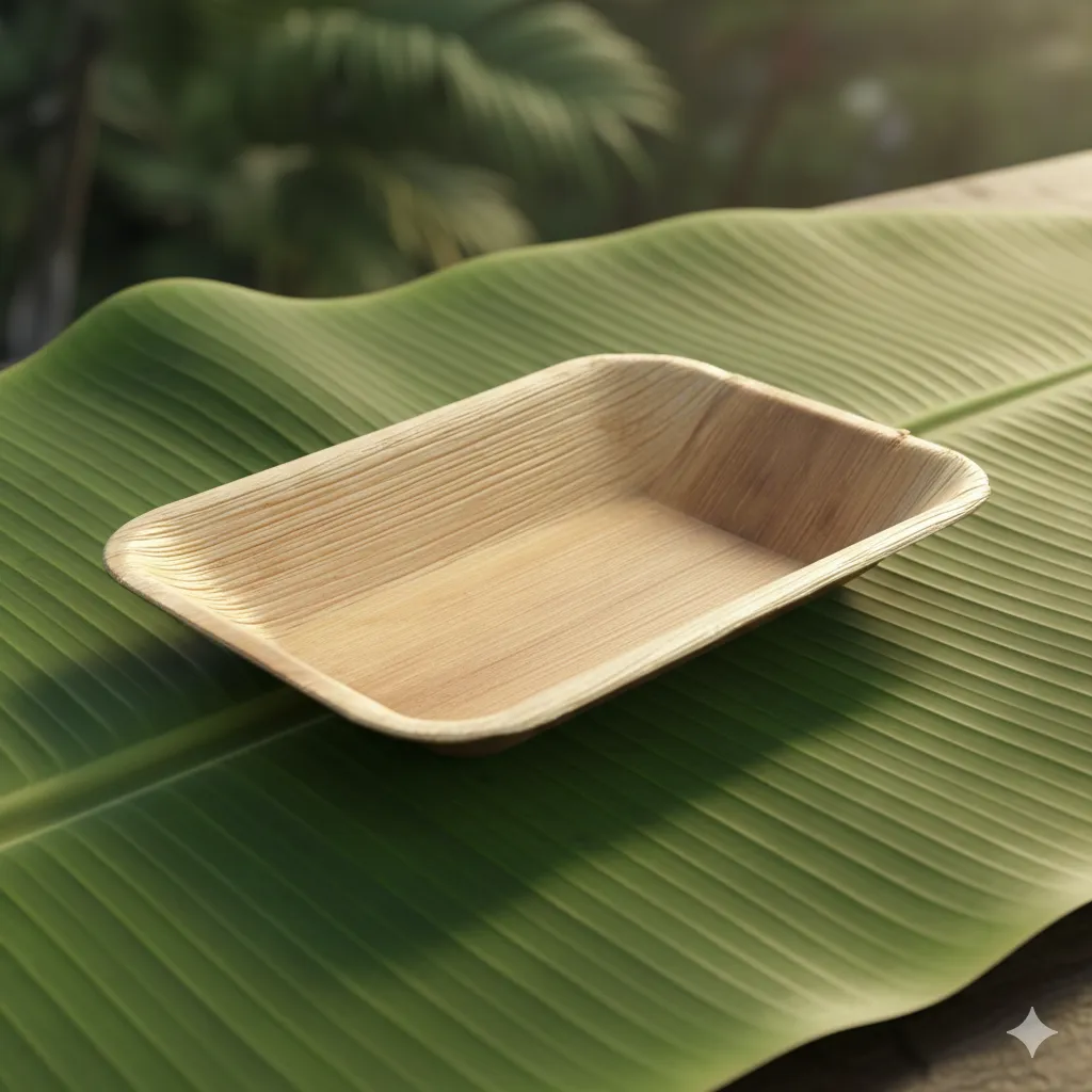 10 Inch Rectangular Areca Bowl